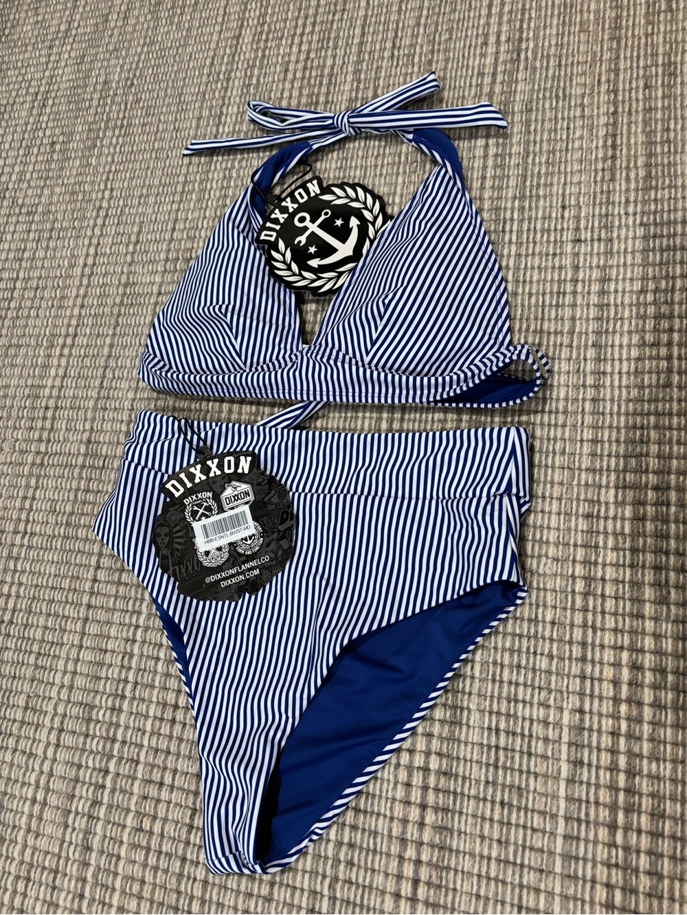 DIXXON Navy and White Striped Bikini Set